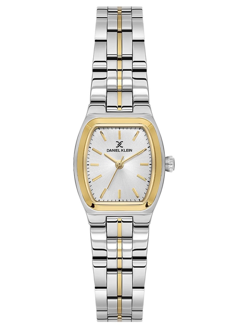 دانيل كلاين ساعة نسائية ستانلس ستيل | هيكل من سبيكة فضي ذهبي | تناظري | قرص مربع فضي بنمط شعاعي | حركة كوارتز يابانية | فاخرة | مقاومة للماء حتى عمق 30 مترًا - Image 1